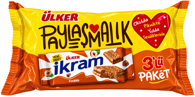 Ülker İkram – Biscuiți cu cremă de alune de pădure, 3 pachete (280 g)