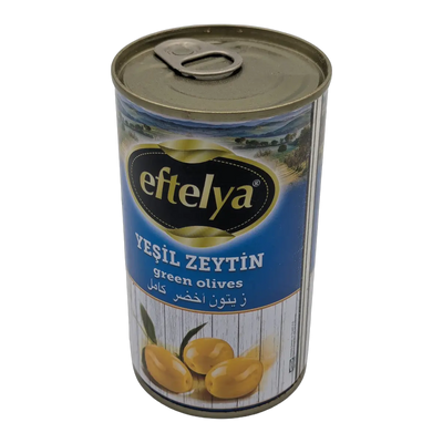 زيتون أخضر كامل معلب Yeşil Zeytin Green Olives Eftelya (300 غرام)