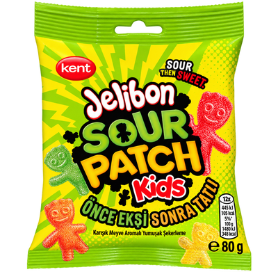 Kent Jelibon Sour Patch Kids – Jeleuri acrișoare cu arome de fructe (80 g)
