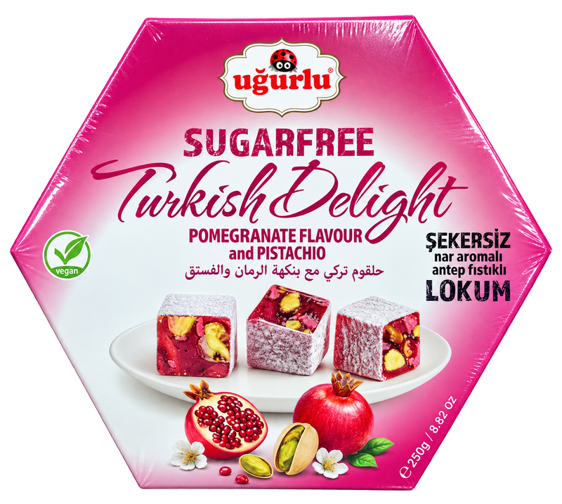 Rahat turcesc fără zahăr cu aromă de rodie și fistic Uğurlu (250 g)