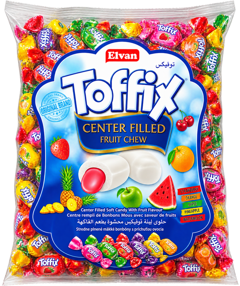 Elvan Toffix – Bomboane moi umplute cu arome de fructe (1 kg)