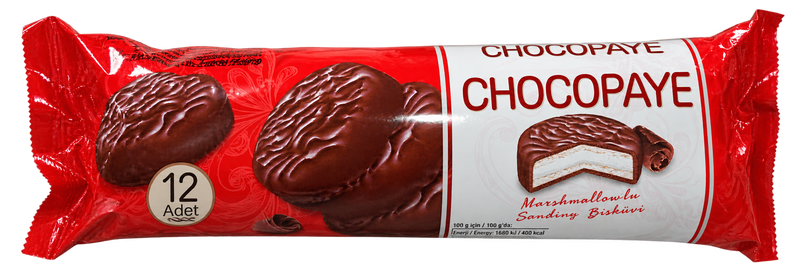 Chocopaye – Biscuiți sandwich cu marshmallow (216 g, 12 bucăți)