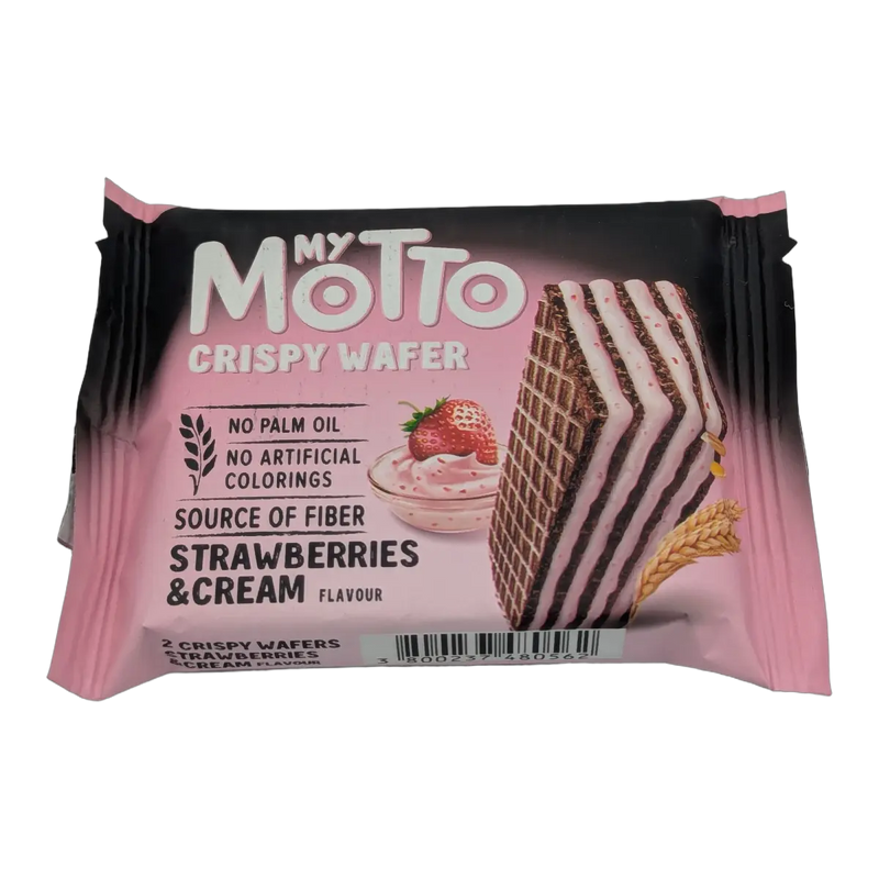 Crispy strawberry-flavored wafer with cream