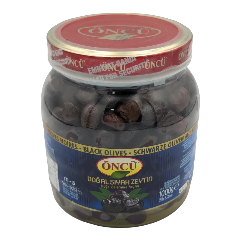 زيتون أسود طبيعي في محلول ملحي Doğal Siyah Zeytin Black Olives M-S Öncü (1000 غرام)