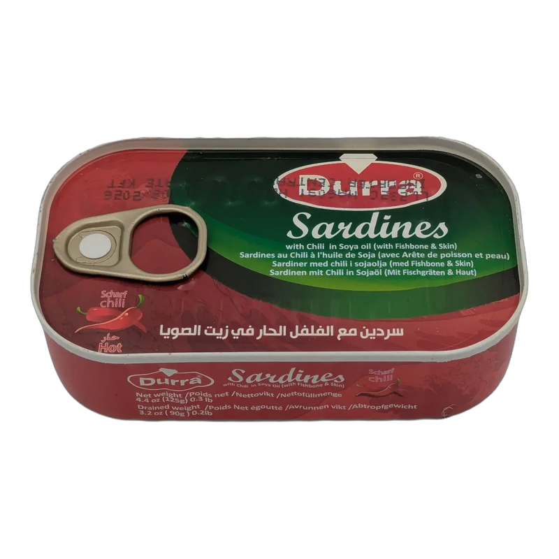 Sardine cu ardei iute Durra în ulei de soia (125 g)