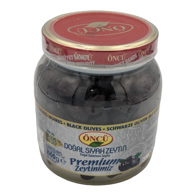 Măsline negre naturale în saramură Doğal Siyah Zeytin Premium Öncü (1000 g)