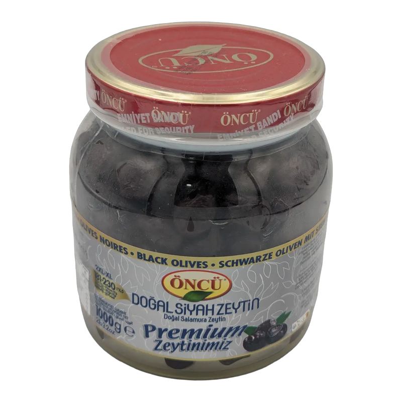 زيتون أسود طبيعي في محلول ملحي Doğal Siyah Zeytin Premium Öncü (1000 جم)