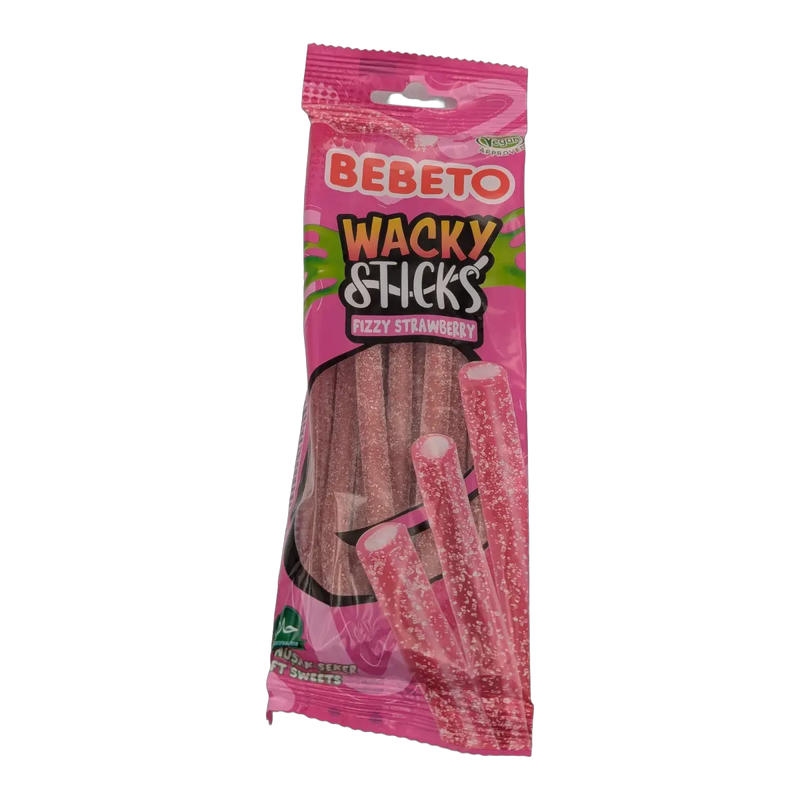 Wacky Sticks acadele gumate cu aroma de capsuni 75 g