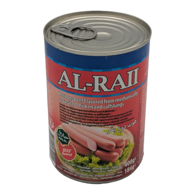 Canned beef-flavored hot dogs (400 g)